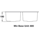 Rangemaster Alantic Classic Undermount Double Bowl  Kitchen Sink For 800mm Cabinet in Stainless steel  Soft Brushed 56564251 Dimension