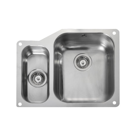 Rangemaster Alantic Classic Undermount One and Half Bowl Kitchen Sink For 600mm Cabinet in Stainless Steel 56564040