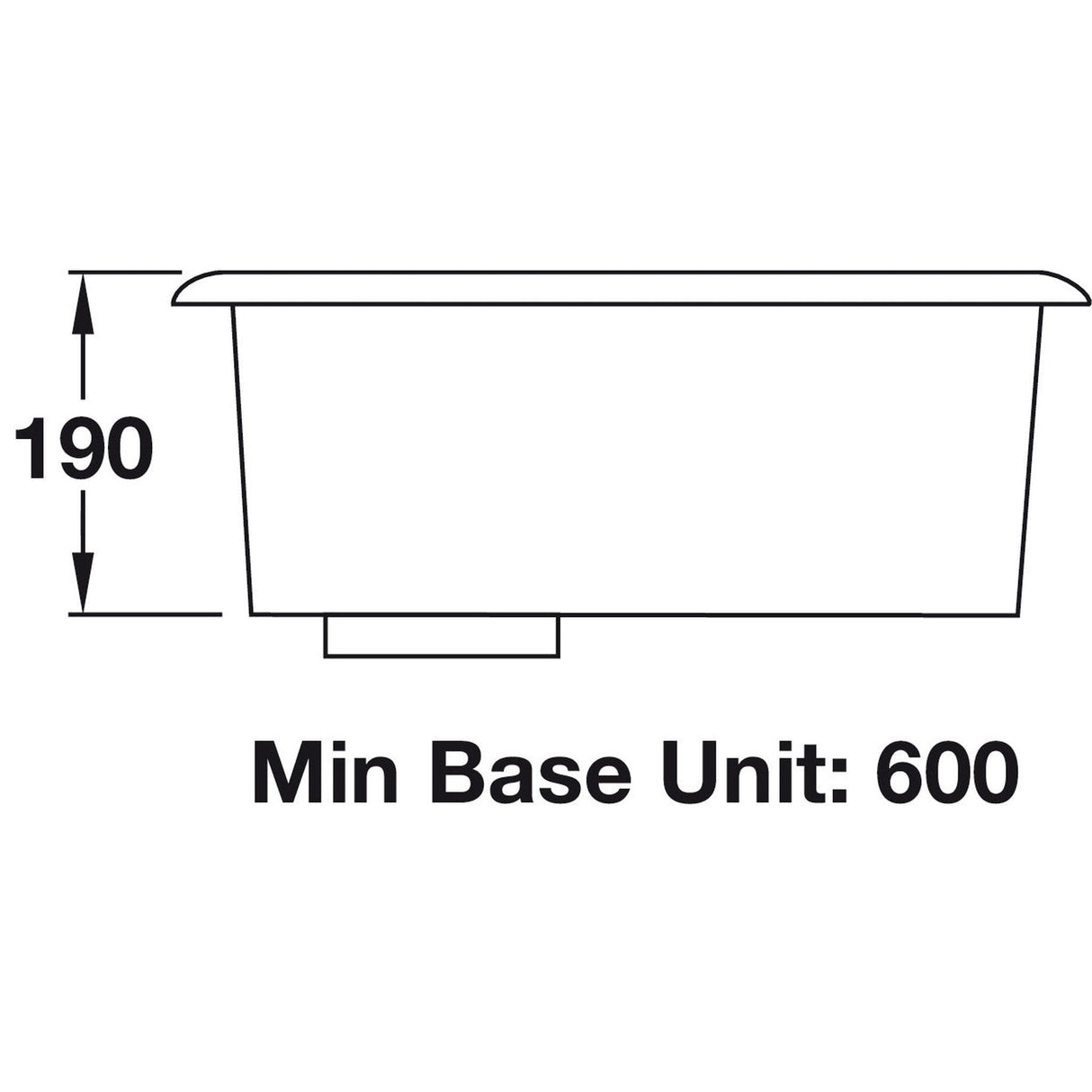 Rangemaster Alantic Classic Undermount Single Bowl with Kitchen Sink For 600mm Cabinet in Stainless Steel Brushed 56564201 Dimension
