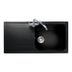 Rangemaster Amethyst Inset Mount Single Bowl with Drainer Sink For 600mm Cabinet in Granite Ash Black 56562521