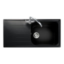 Rangemaster Amethyst Inset Mount Single Bowl with Drainer Sink For 600mm Cabinet in Granite Ash Black 56562521