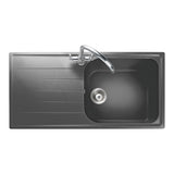 Rangemaster Amethyst Inset Mount Single Bowl with Drainer Sink For 600mm Cabinet in Granite Dove grey 56562821