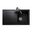 Rangemaster Amethyst Surface Mount Single Bowl with Drainer Sink For 450mm Cabinet in Granite Ash Black 56558521