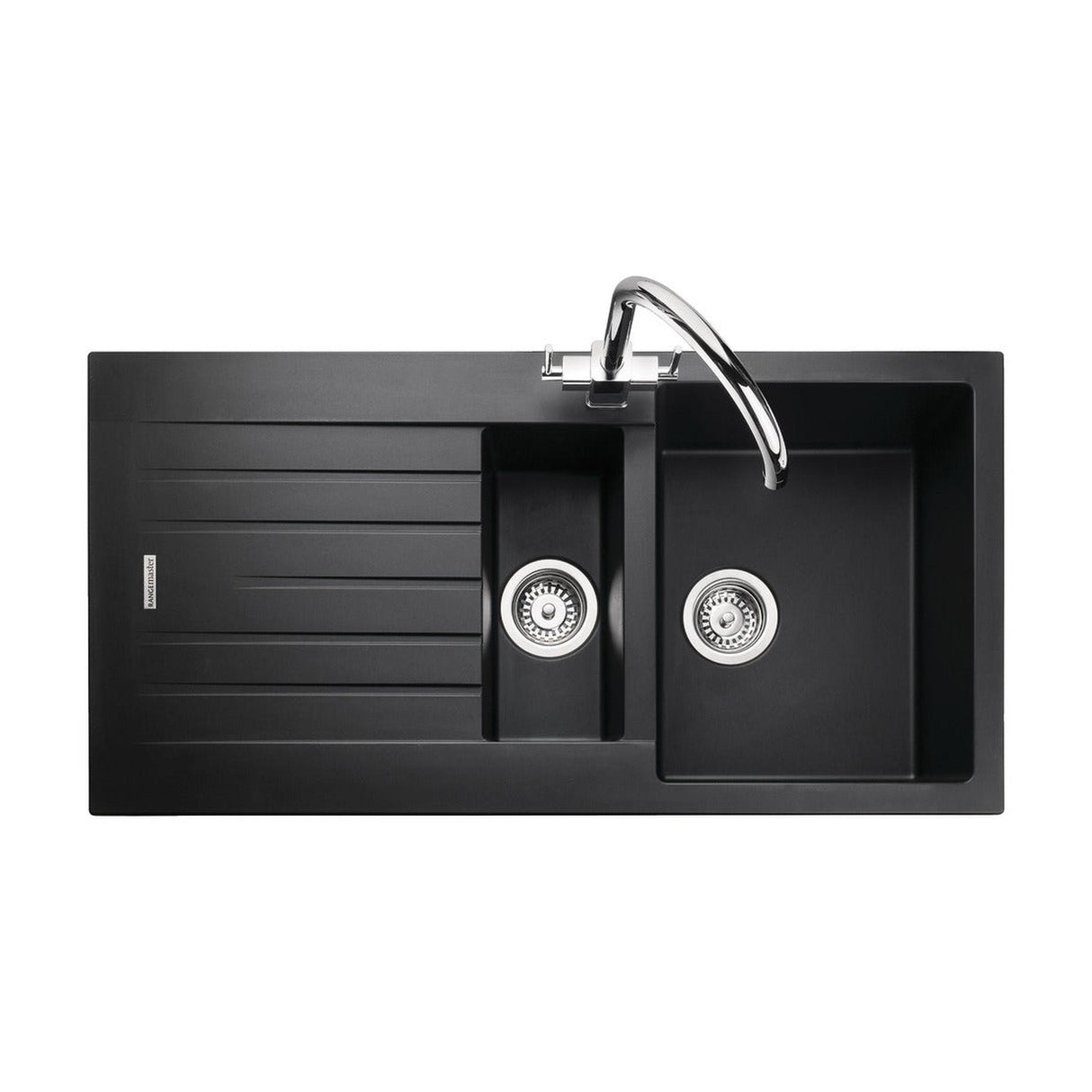 Rangemaster Andesite Inset Mount One and Half Bowl Kitchen Sink For 600mm Cabinet in Composite Ash Black 56558541 1