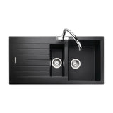 Rangemaster Andesite Inset Mount One and Half Bowl Kitchen Sink For 600mm Cabinet in Composite Ash Black 56558541 1
