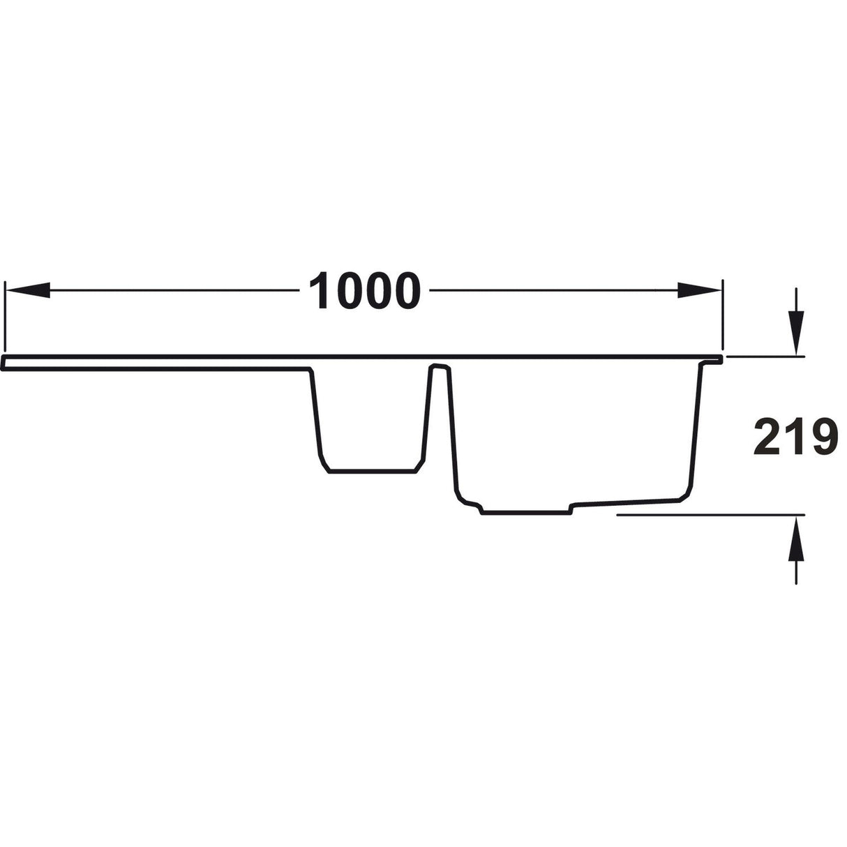 Rangemaster Andesite Inset Mount One and Half Bowl Kitchen Sink For 600mm Cabinet in Composite Ash Black 56558541 Dimension