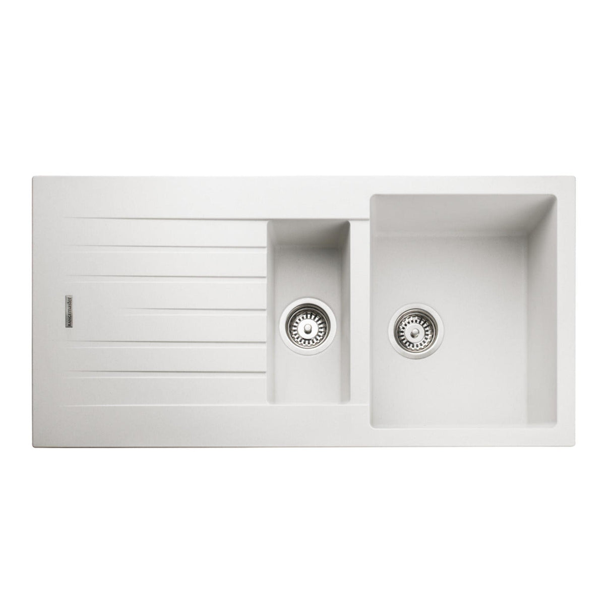 Rangemaster Andesite Inset Mount One and Half Bowl Kitchen Sink For 600mm Cabinet in Composite Crystal White 56558741