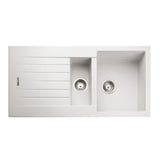 Rangemaster Andesite Inset Mount One and Half Bowl Kitchen Sink For 600mm Cabinet in Composite Crystal White 56558741