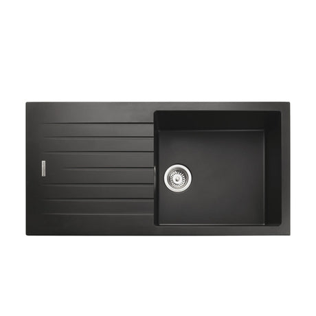 Rangemaster Andesite Inset Mount Single  Bowl Kitchen Sink For 600mm Cabinet in Composite Ash Black 56558551