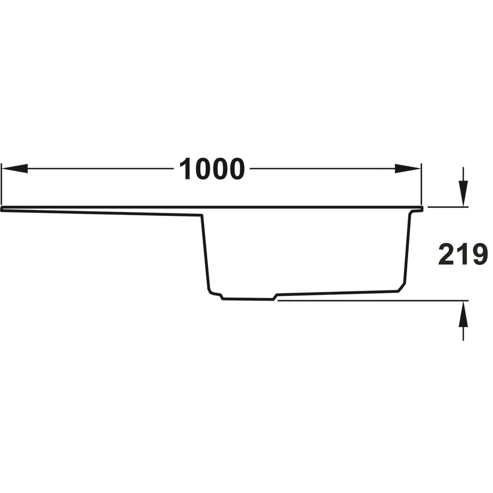 Rangemaster Andesite Inset Mount Single  Bowl Kitchen Sink For 600mm Cabinet in Composite Ash Black 56558551 Dimension