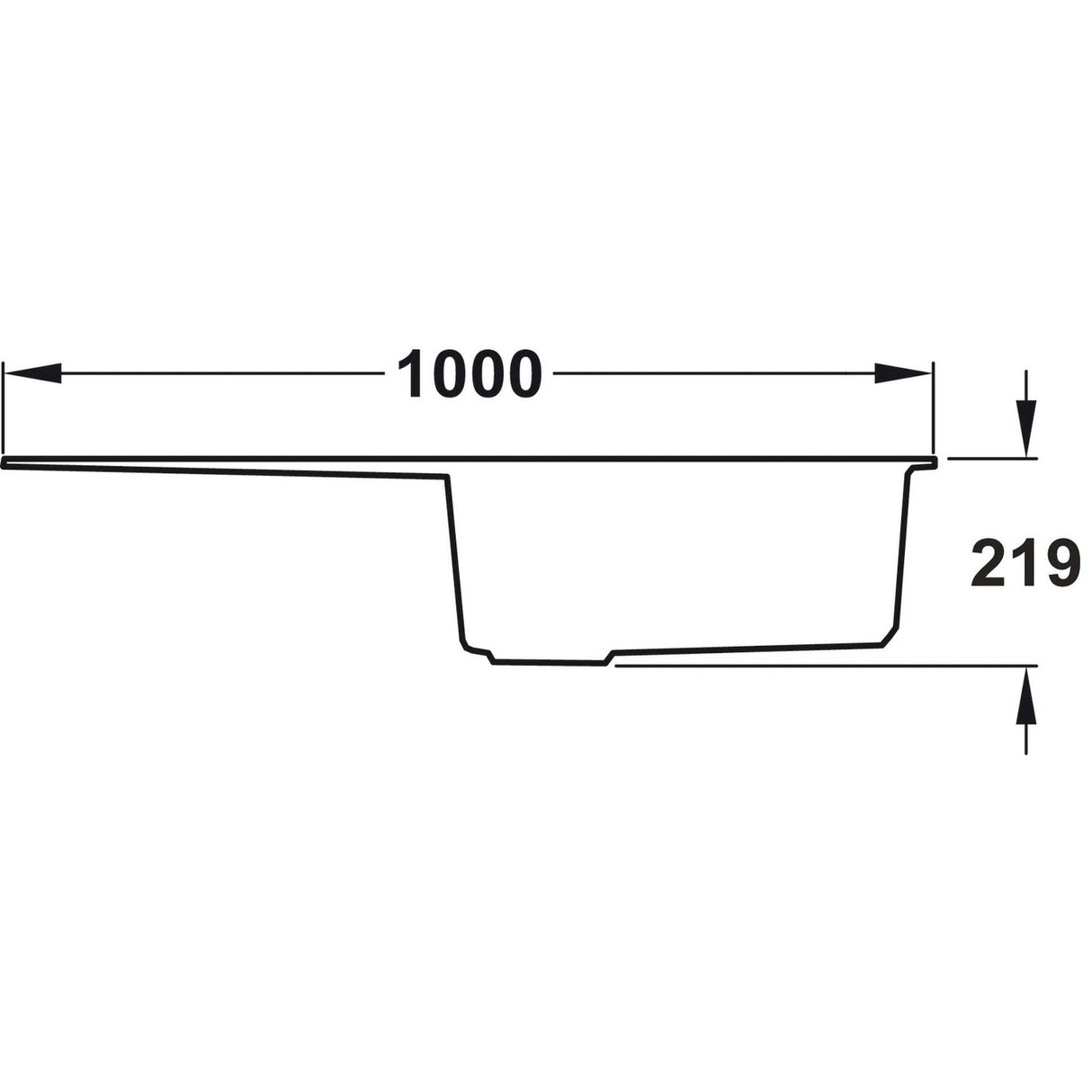Rangemaster Andesite Inset Mount Single  Bowl Kitchen Sink For 600mm Cabinet in Composite Ash Black 56558551 Dimension