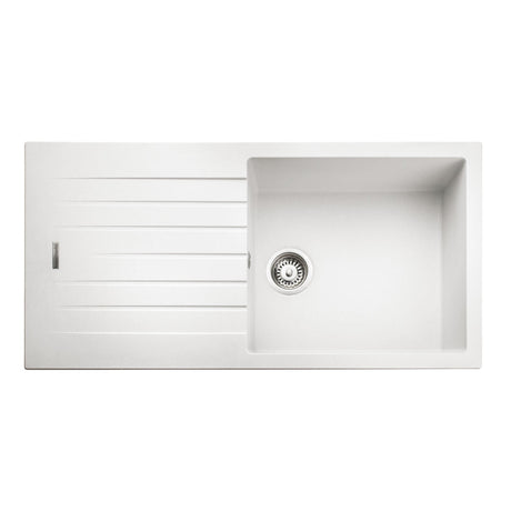Rangemaster Andesite Inset Mount Single  Bowl Kitchen Sink For 600mm Cabinet in Composite Crystal white 56558751