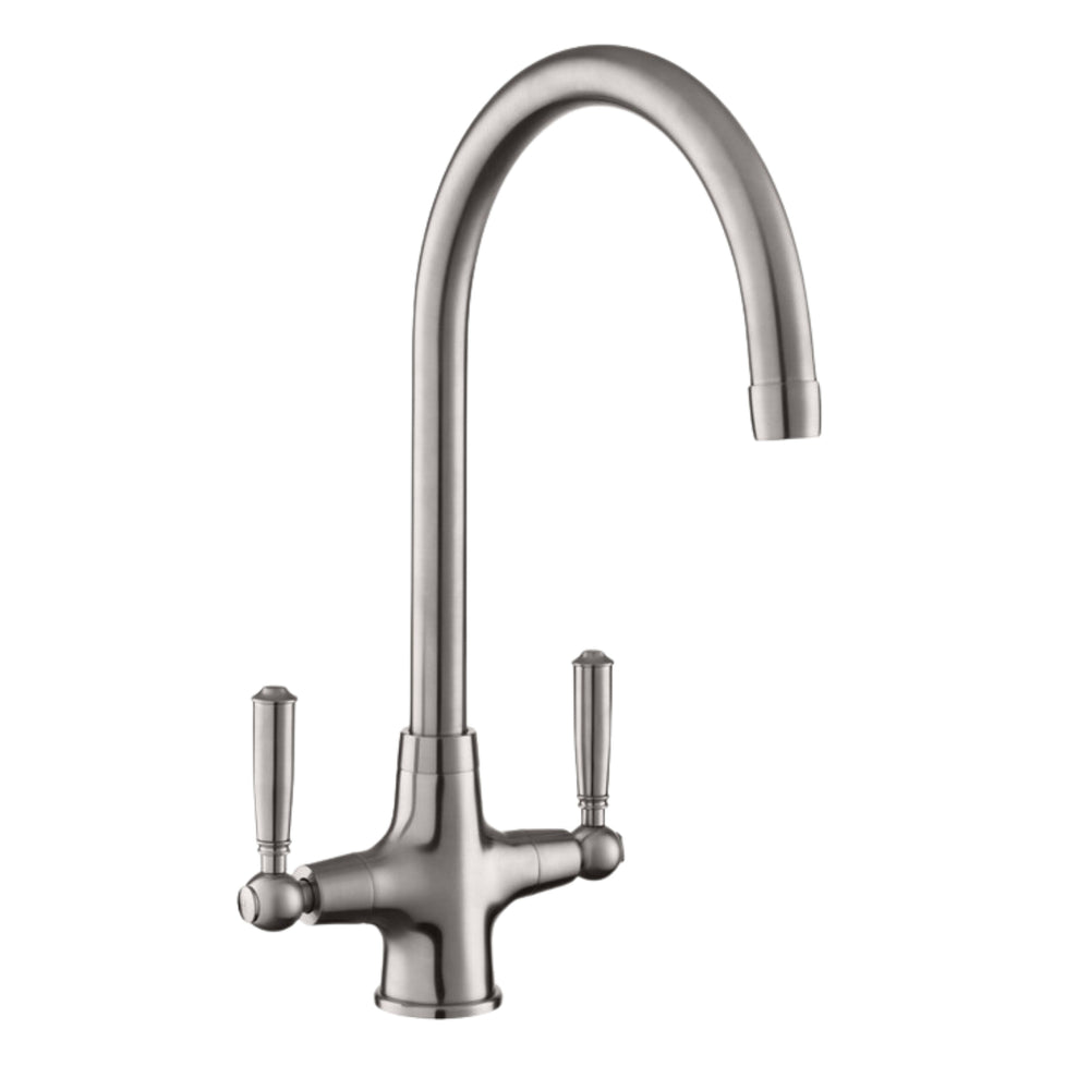 Rangemaster Aquaclassic Belfast Mixer Tap with Dual Lever in Stainless Steel Brushed