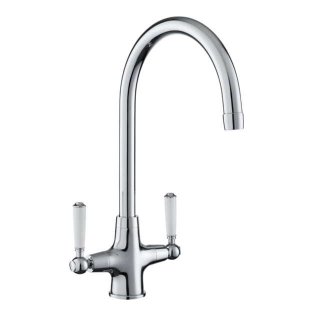Rangemaster Aquaclassic Belfast Mixer Tap with Dual Lever in Stainless Steel Chrome