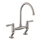 Rangemaster Aquaclassic Belfast Traditional Bridge Tap with Dual Lever in Stainless Steel Brushed