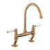 Rangemaster Aquaclassic Belfast Traditional Bridge Tap with Dual Lever in Stainless Steel Brushed Antique Brass with White