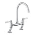 Rangemaster Aquaclassic Belfast Traditional Bridge Tap with Dual Lever in Stainless Steel Brushed Chrome with White