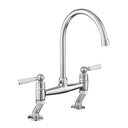 Rangemaster Aquaclassic Belfast Traditional Bridge Tap with Dual Lever in Stainless Steel Brushed Chrome with White