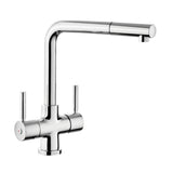 Rangemaster Aquadisc 5 Pull Out Spray Mixer Tap With Dual Lever in Stainless Steel