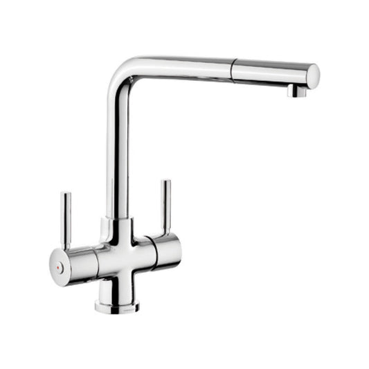 Rangemaster Aquadisc 5 Pull Out Spray Mixer Tap With Dual Lever in Stainless Steel 56952210 