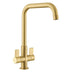 Rangemaster Aquaquad Mixer Tap Brushed brass With Dual Lever in Stainless Steel