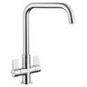 Rangemaster Aquaquad Mixer Tap Chrome With Dual Lever in Stainless Steel