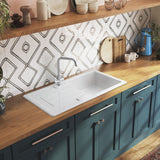 Rangemaster Aquaquad Mixer Tap Chrome with Dual Lever in Stainless Steel Life Style