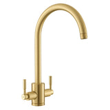 Rangemaster Aquatrend 1 Brushed brass Mixer Tap With Dual Lever in Stainless Steel 56954020