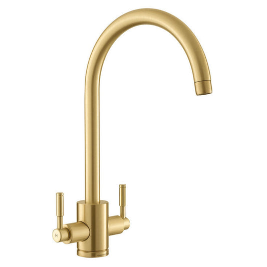 Rangemaster Aquatrend 1 Brushed brass Mixer Tap With Dual Lever in Stainless Steel 56954020