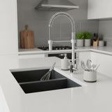 Rangemaster Aquatrend Professional Pull Out Spray Tap With Dual Lever Stainless Steel in Chrome Life Style