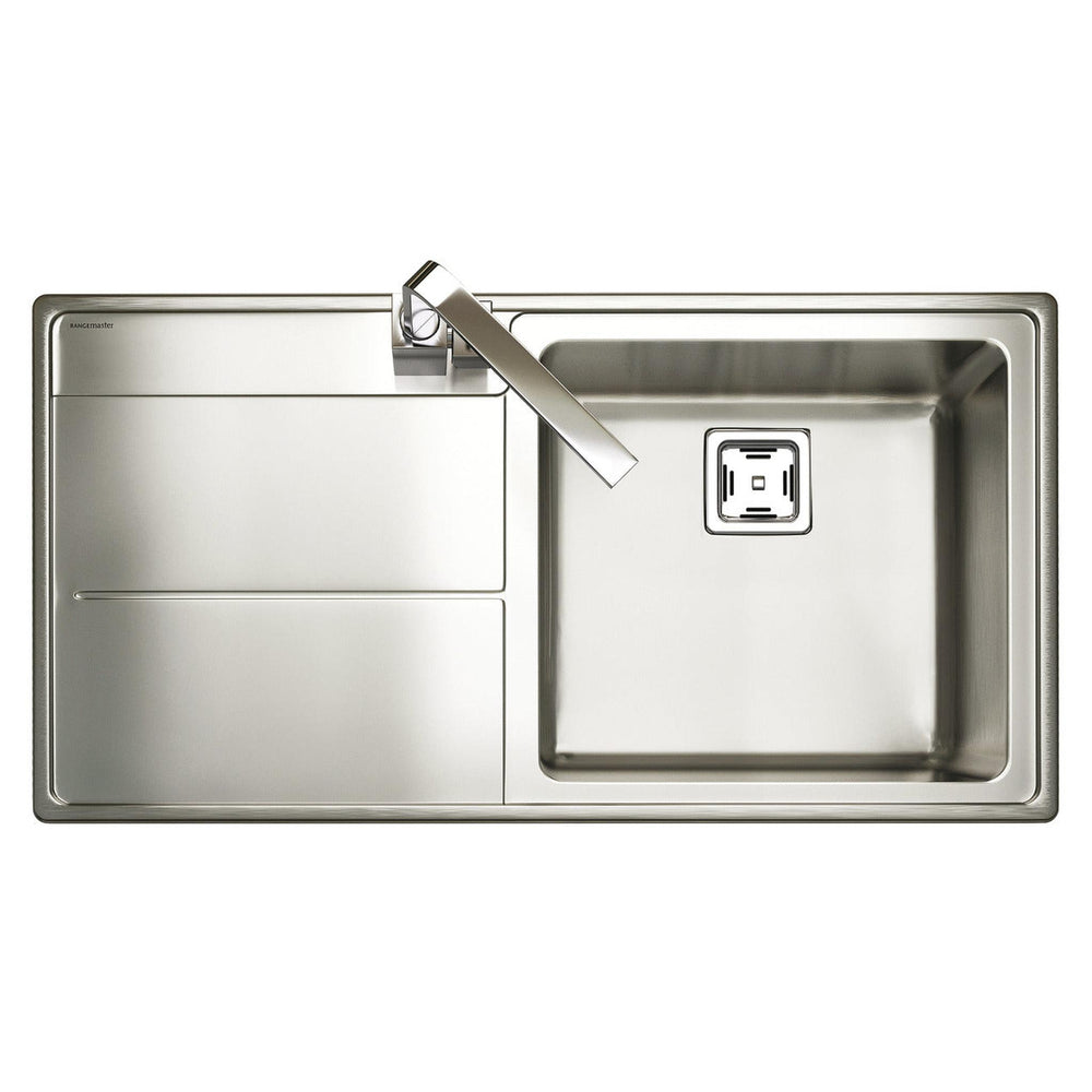 Rangemaster Arlington Inset Mount Left Single Bowl Kitchen Sink For 600mm Cabinet in Stainless Steel