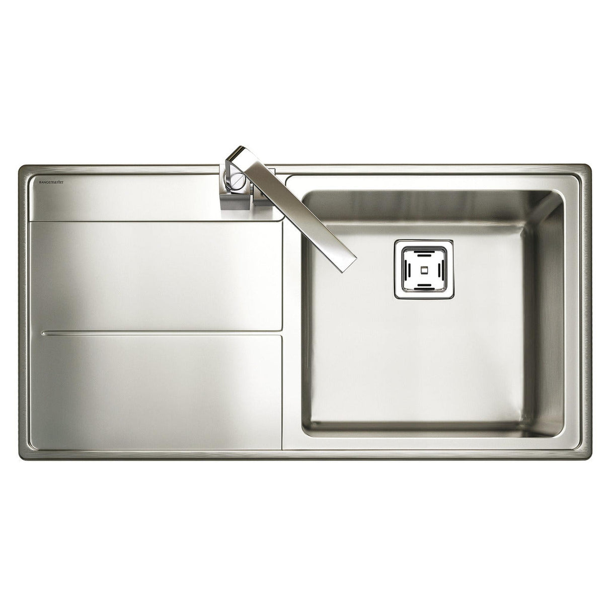 Rangemaster Arlington Inset Mount Left Single Bowl Kitchen Sink For 600mm Cabinet in Stainless Steel