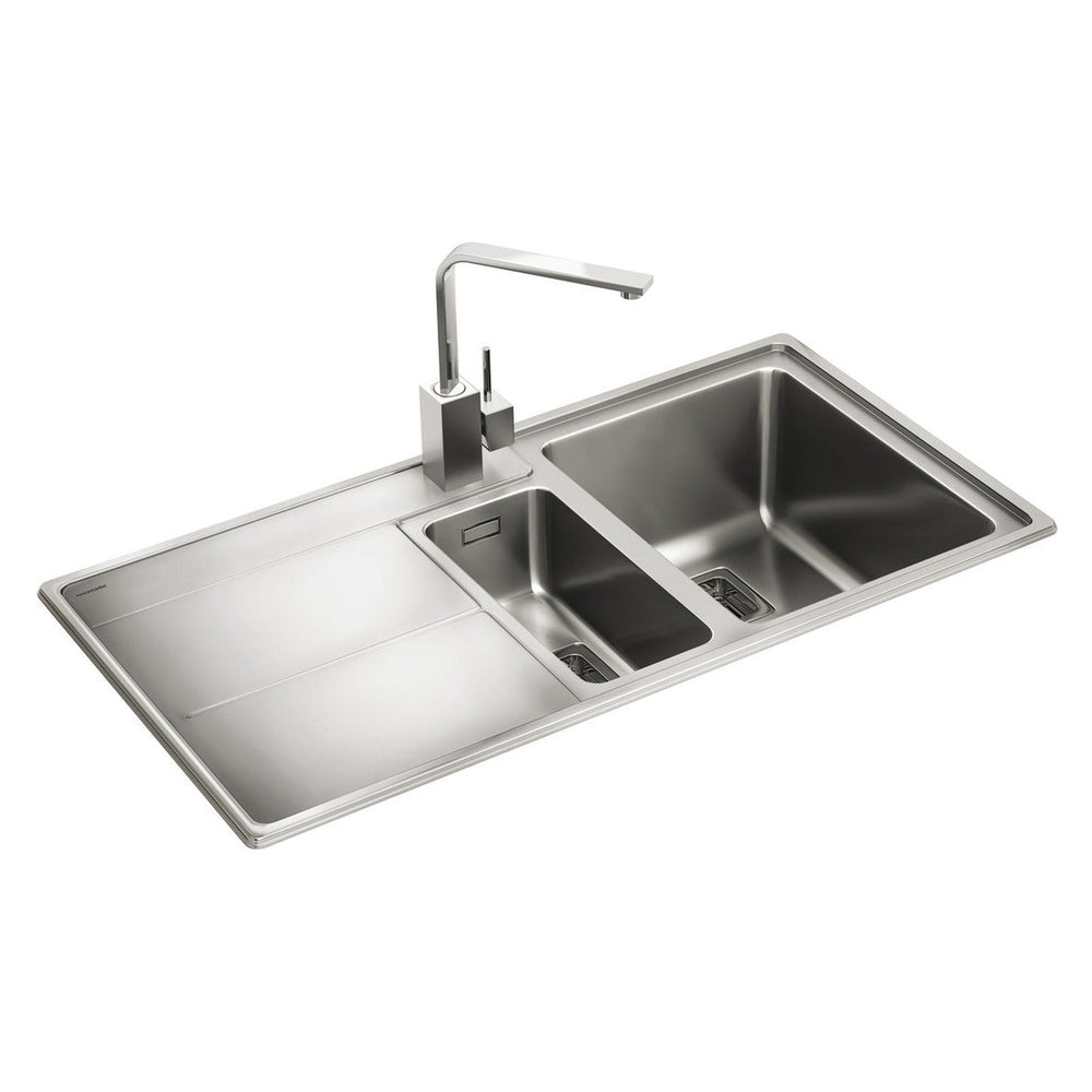 Rangemaster Arlington Inset Mount One and Half Bowl Kitchen Sink For 600mm Cabinet in Stainless Steel 