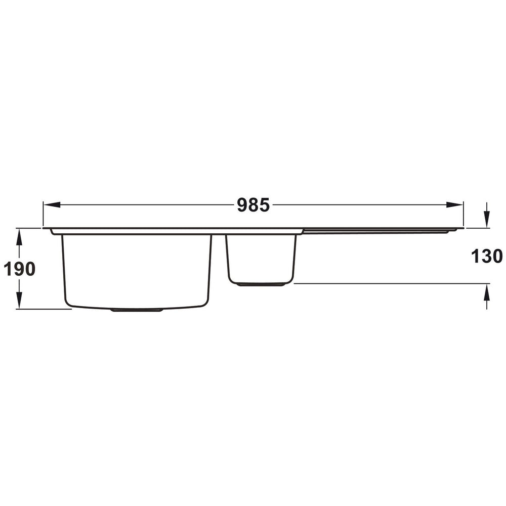 Rangemaster Arlington Inset Mount One and Half Bowl Kitchen Sink For 600mm Cabinet in Stainless Steel Dimensions