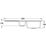 Rangemaster Arlington Inset Mount One and Half Bowl Kitchen Sink For 600mm Cabinet in Stainless Steel Dimensions