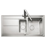 Rangemaster Arlington Inset Mount One and Half Kitchen Sink For 600mm Cabinet in Stainless Steel 
Brushed