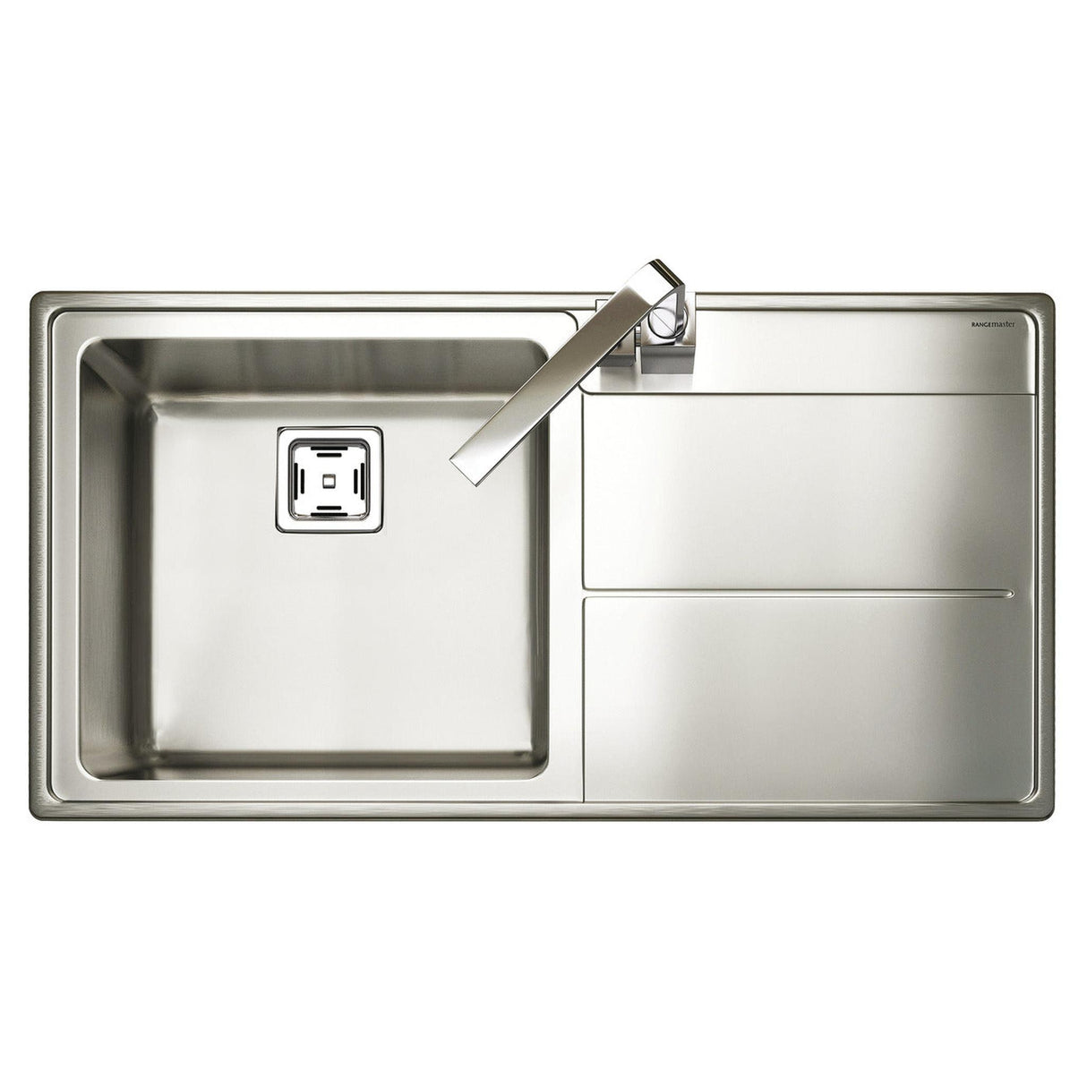Rangemaster Arlington Inset Mount Right Single Bowl Kitchen Sink For 600mm Cabinet in Stainless Steel