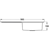 Rangemaster Arlington Inset Mount Single Bowl Kitchen Sink For 600mm Cabinet in Stainless Steel 56560565 Dimensions