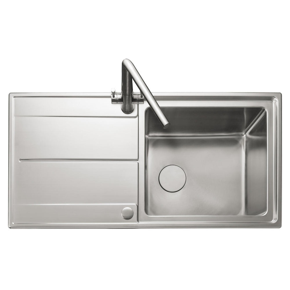 Rangemaster Arlington Inset Mount Single Kitchen Sink For 600mm Cabinet in Stainless Steel Soft Brushed 56560581