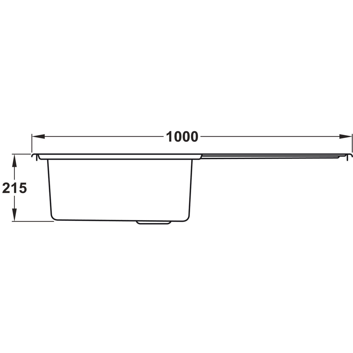 Rangemaster Arlington Inset Mount Single Kitchen Sink For 600mm Cabinet in Stainless Steel Soft Brushed 56560581 Dimension