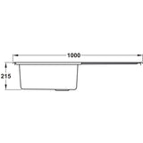 Rangemaster Arlington Inset Mount Single Kitchen Sink For 600mm Cabinet in Stainless Steel Soft Brushed 56560581 Dimension