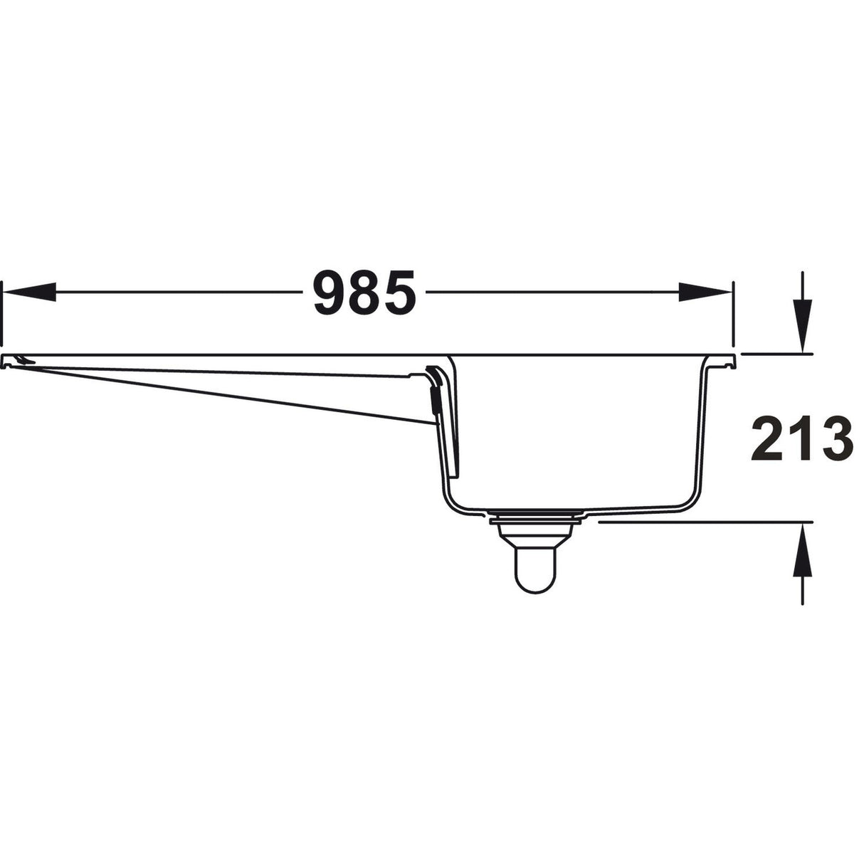 Rangemaster Arlington Inset Mount White Single Bowl Kitchen Sink For 600mm Cabinet in Ceramic 57902751 Dimensions