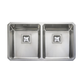 Rangemaster Atlantic Quad Undermount Double Bowl Kitchen Sink For 800mm Cabinet in  Stainless Steel Polished 56564301