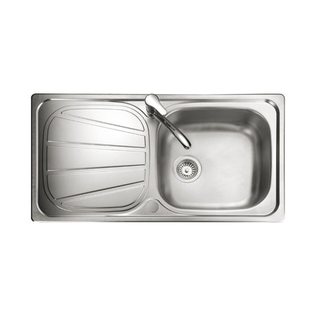 Rangemaster Baltimore Surface mount Single Bowl with Drainer Kitchen Sink For 600mm Cabinet in Stainless Steel 56560191
