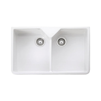 Rangemaster Belfast Belfast Mount Double Bowl Kitchen Sink For 800mm Cabinet in Ceramic 56559771