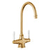 Rangemaster Belfast Mixer Tap Antique Brass With Dual Lever in Stainless Steel 56950110