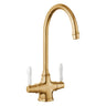 Rangemaster Belfast Mixer Tap Antique Brass With Dual Lever in Stainless Steel 56950110