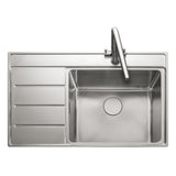 Rangemaster Boston Inset Mount Drainer Left Single Bowl Kitchen Sink For 600mm Cabinet in Stainless Steel 56560630
