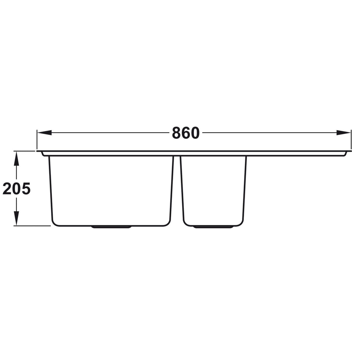 Rangemaster Boston Inset Mount One and Half Bowl Kitchen Sink For 600mm Cabinet in Stainless Steel Dimensions