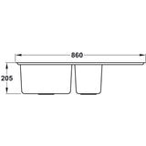 Rangemaster Boston Inset Mount One and Half Bowl Kitchen Sink For 600mm Cabinet in Stainless Steel Dimensions
